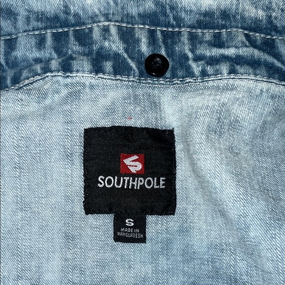 South Pole Blue‎ Denim Vest Classic Distressed - Picture 2 of 16